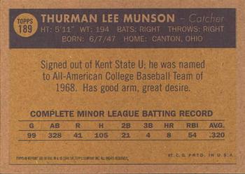 2001 Topps Archives #100 Thurman Munson Back