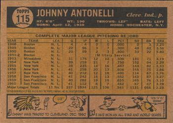 2001 Topps Archives #114 Johnny Antonelli Back