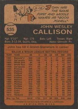 2001 Topps Archives #131 John Callison Back