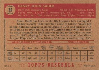 2001 Topps Archives #14 Hank Sauer Back