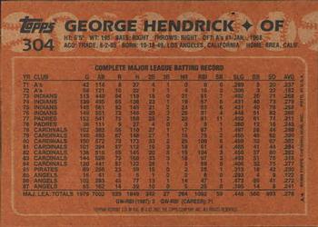2001 Topps Archives #178 George Hendrick Back