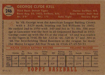 2001 Topps Archives #231 George Kell Back