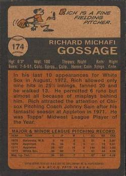 2001 Topps Archives #292 Rich Gossage Back