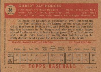 2001 Topps Archives #313 Gil Hodges Back