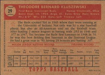 2001 Topps Archives #314 Ted Kluszewski Back