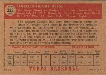 2001 Topps Archives #315 Pee Wee Reese Back