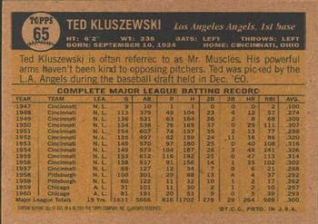 2001 Topps Archives #361 Ted Kluszewski Back