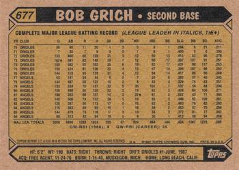 2001 Topps Archives #172 Bob Grich Back