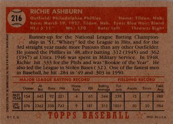 2001 Topps Archives #311 Richie Ashburn Back