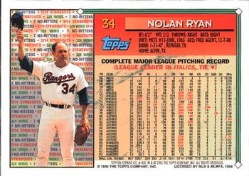 2001 Topps Archives #423 Nolan Ryan Back
