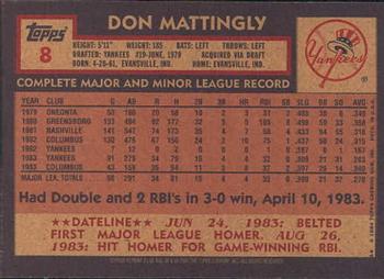2001 Topps Archives #83 Don Mattingly Back