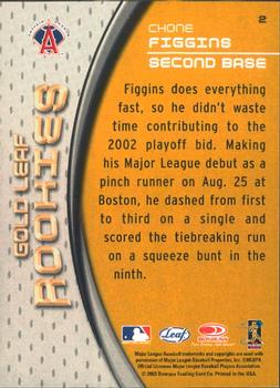 2003 Leaf - Gold Leaf Rookies #2 Chone Figgins Back