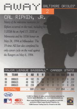 2003 Leaf - Away #2 Cal Ripken Jr. Back