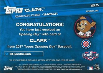 2017 Topps Opening Day - Mascot Relics #MR-C Clark Back
