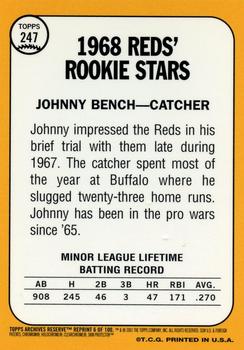 2001 Topps Archives Reserve #6 Johnny Bench Back