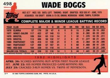 2001 Topps Archives Reserve #7 Wade Boggs Back