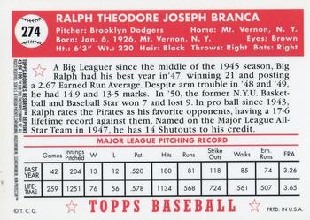 2001 Topps Archives Reserve #43 Ralph Branca Back