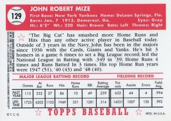 2001 Topps Archives Reserve #55 Johnny Mize Back