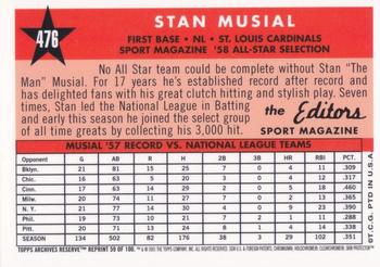 2001 Topps Archives Reserve #59 Stan Musial Back
