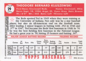 2001 Topps Archives Reserve #80 Ted Kluszewski Back