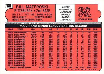 2001 Topps Archives Reserve #100 Bill Mazeroski Back