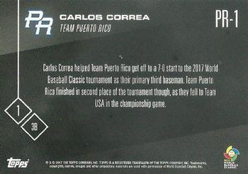 2017 Topps Now World Baseball Classic Team Puerto Rico #PR-1 Carlos Correa Back