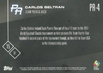 2017 Topps Now World Baseball Classic Team Puerto Rico #PR-4 Carlos Beltran Back