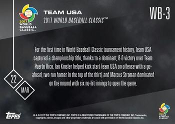 2017 Topps Now World Baseball Classic Team USA #WB-3 Team USA Back