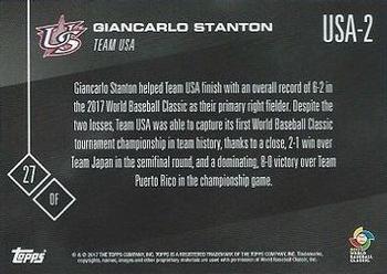 2017 Topps Now World Baseball Classic Team USA #USA-2 Giancarlo Stanton Back