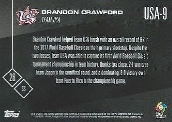2017 Topps Now World Baseball Classic Team USA #USA-9 Brandon Crawford Back