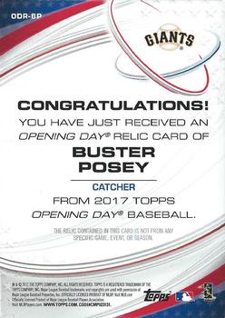 2017 Topps Opening Day - Opening Day Relics #ODR-BP Buster Posey Back
