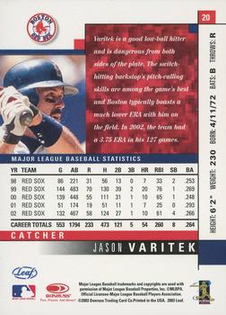 2003 Leaf - Press Proofs Red #20 Jason Varitek Back