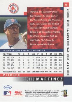 2003 Leaf - Press Proofs Red #24 Pedro Martinez Back