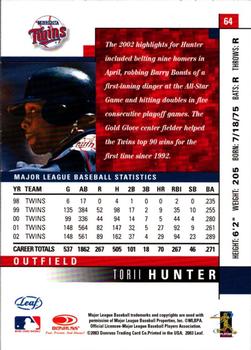 2003 Leaf - Press Proofs Red #64 Torii Hunter Back