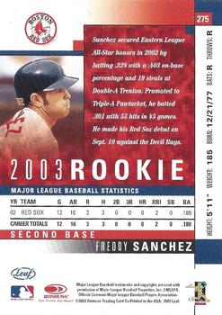 2003 Leaf - Press Proofs Red #275 Freddy Sanchez Back
