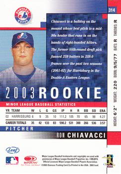 2003 Leaf - Press Proofs Red #314 Ron Chiavacci Back