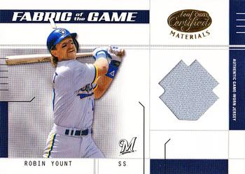 2003 Leaf Certified Materials - Fabric of the Game Base #FG-63 Robin Yount Front