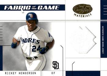 2003 Leaf Certified Materials - Fabric of the Game Base #FG-89 Rickey Henderson Front