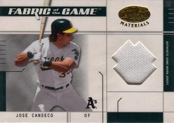2003 Leaf Certified Materials - Fabric of the Game Base #FG-114 Jose Canseco Front