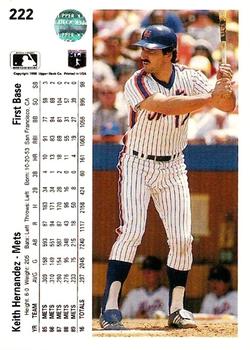 1990 Upper Deck #222 Keith Hernandez Back