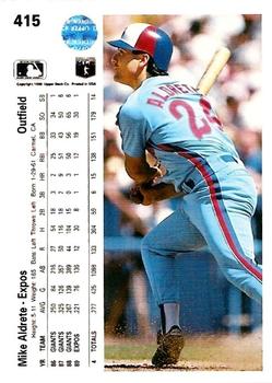1990 Upper Deck #415 Mike Aldrete Back