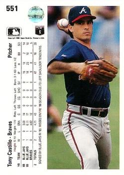 1990 Upper Deck #551 Tony Castillo Back