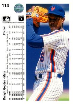 1990 Upper Deck #114 Dwight Gooden Back