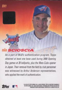 2001 Topps - Base Hit Autograph Relics #BH1 Mike Scioscia Back