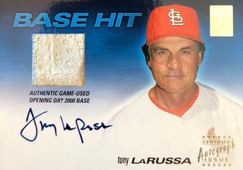 2001 Topps - Base Hit Autograph Relics #BH7 Tony LaRussa Front