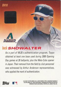 2001 Topps - Base Hit Autograph Relics #BH10 Buck Showalter Back