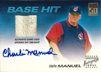 2001 Topps - Base Hit Autograph Relics #BH13 Charlie Manuel Front