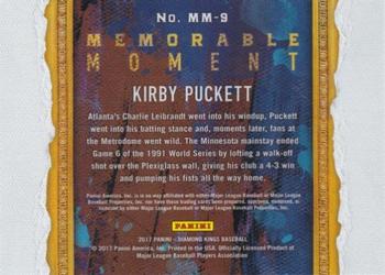 2017 Panini Diamond Kings - Memorable Moment #MM-9 Kirby Puckett Back