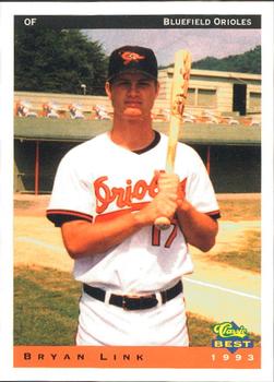 1993 Classic Best Bluefield Orioles #16 Bryan Link Front