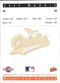 1993 Classic Best Bluefield Orioles #26 Jeff Morris Back